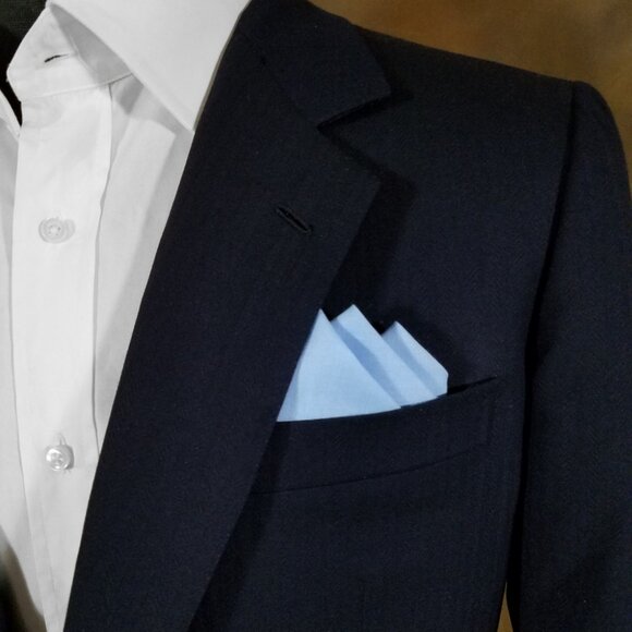 NEW Blue 100% Cotton Pre-Folded Pocket Square Handkerchief Insert - Picture 2 of 8